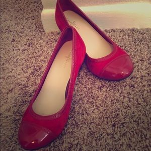 Cole haan Air Molly pump wedges suede patent